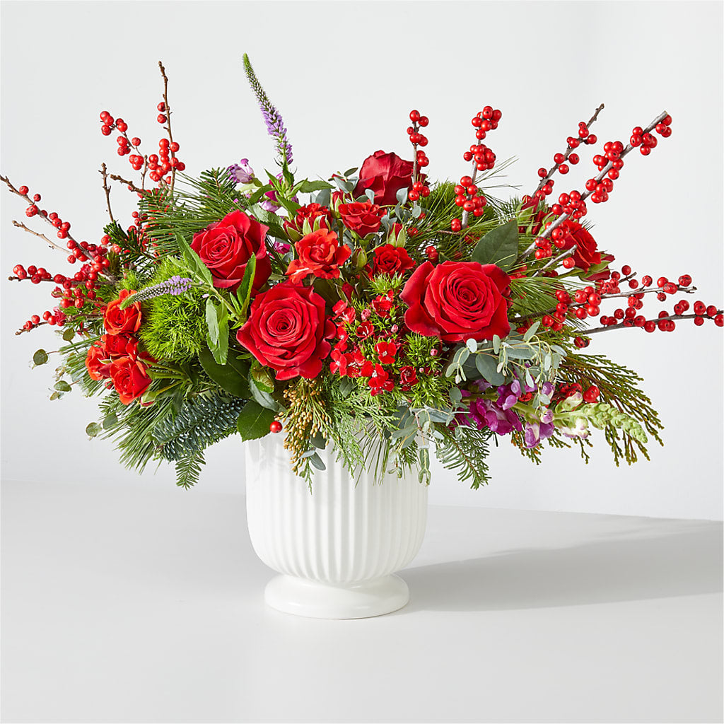 Big Red Bow Bouquet – Ginas Flower Shop, South Plainfield NJ