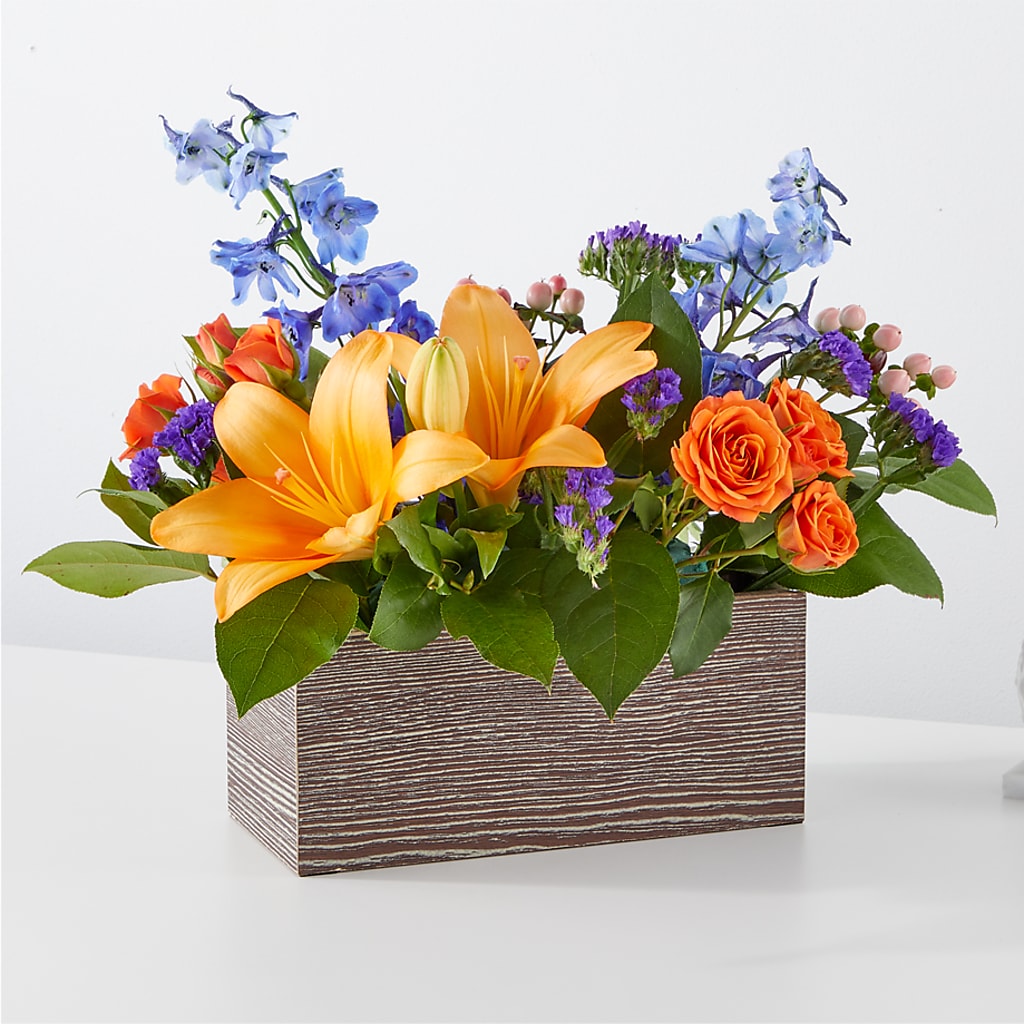 Radiant Citrus Box Bouquet – Ginas Flower Shop, South Plainfield NJ