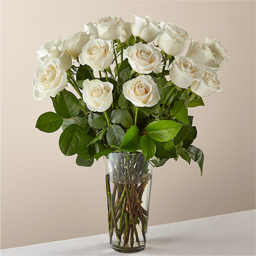 Long Stem White Rose Bouquet – Ginas Flower Shop, South Plainfield NJ