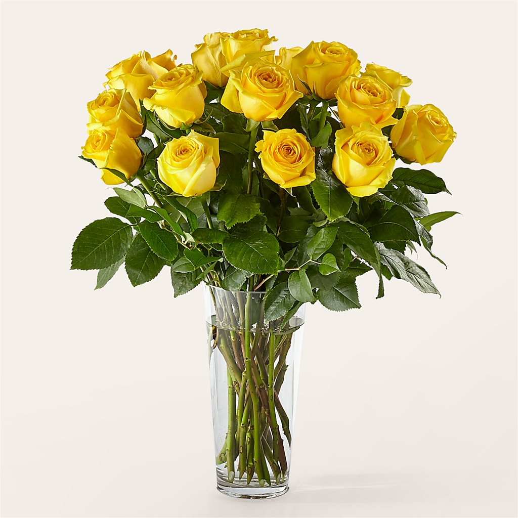 Long Stem Yellow Rose Bouquet – Ginas Flower Shop, South Plainfield NJ