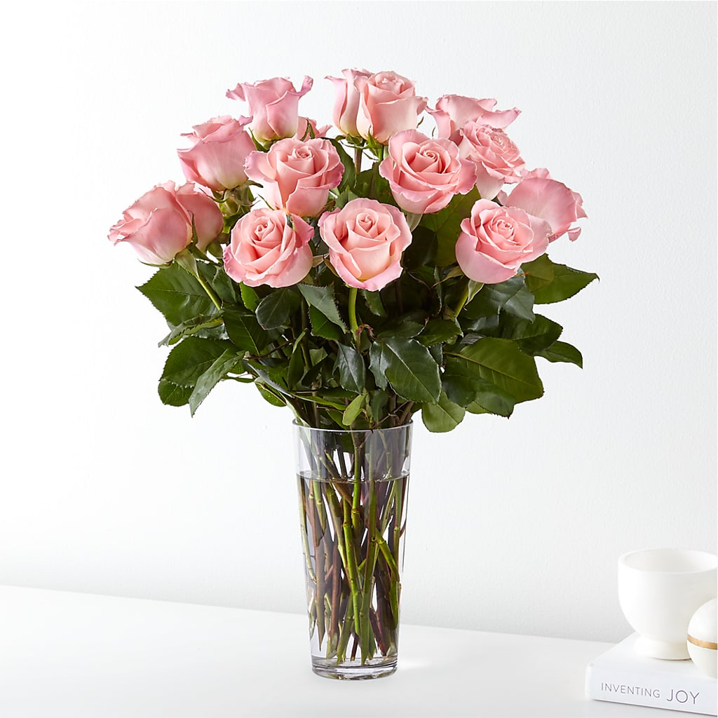 Long Stem Pink Rose Bouquet – Ginas Flower Shop, South Plainfield NJ