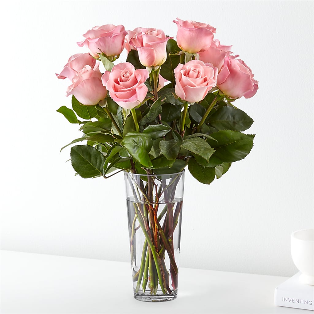 Long Stem Pink Rose Bouquet – Ginas Flower Shop, South Plainfield NJ