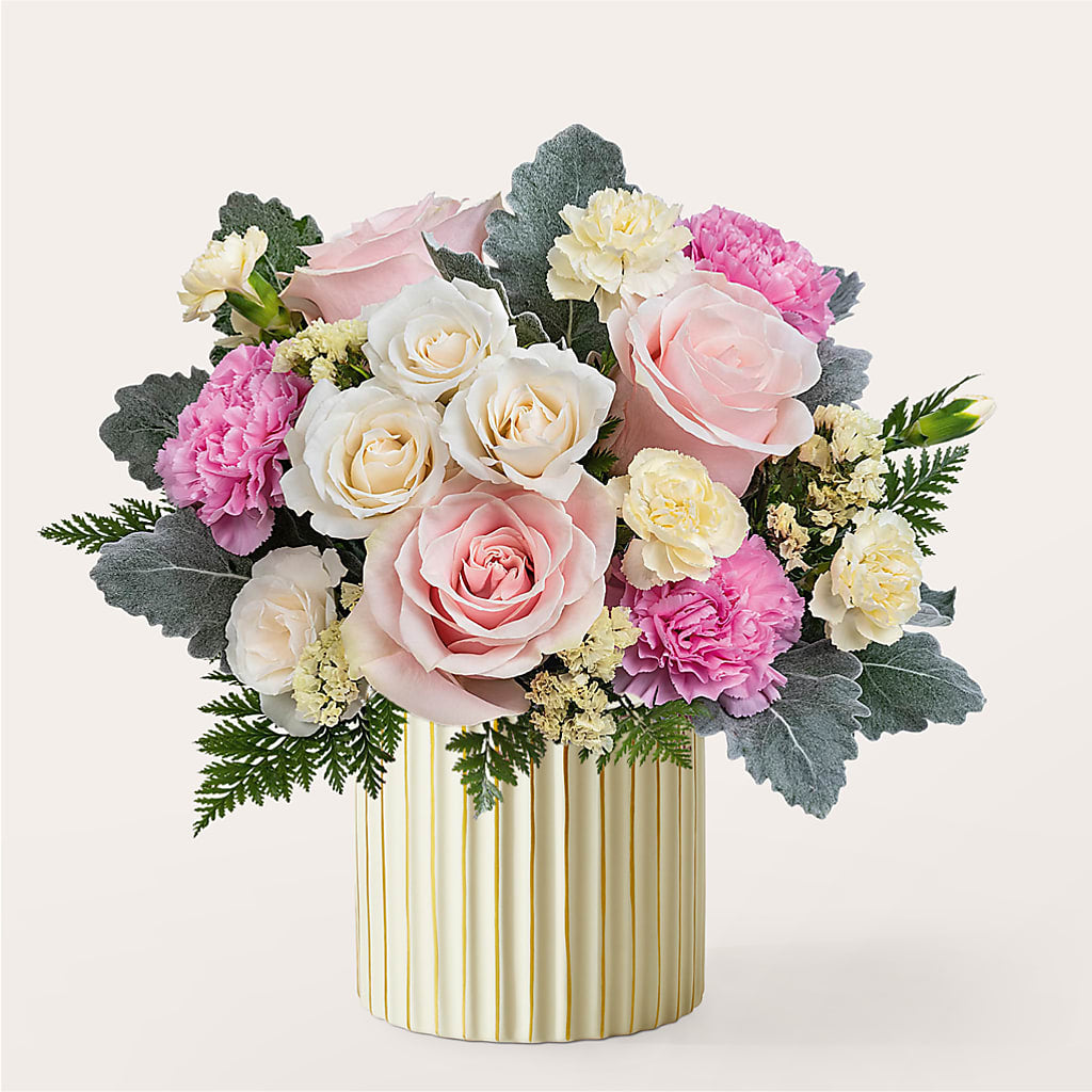 Blissful Moments Bouquet with Ivory Vase – Ginas Flower Shop, South Plainfield NJ