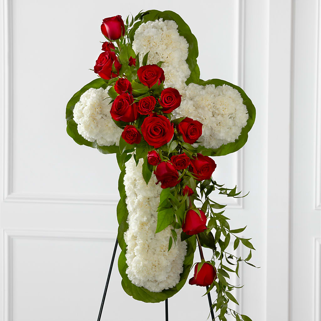 Floral Cross Easel – Ginas Flower Shop, South Plainfield NJ