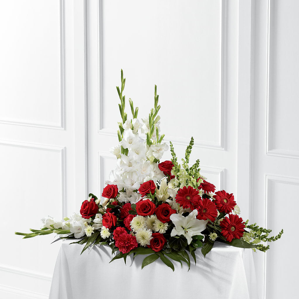 Crimson & White Arrangement – Ginas Flower Shop, South Plainfield NJ