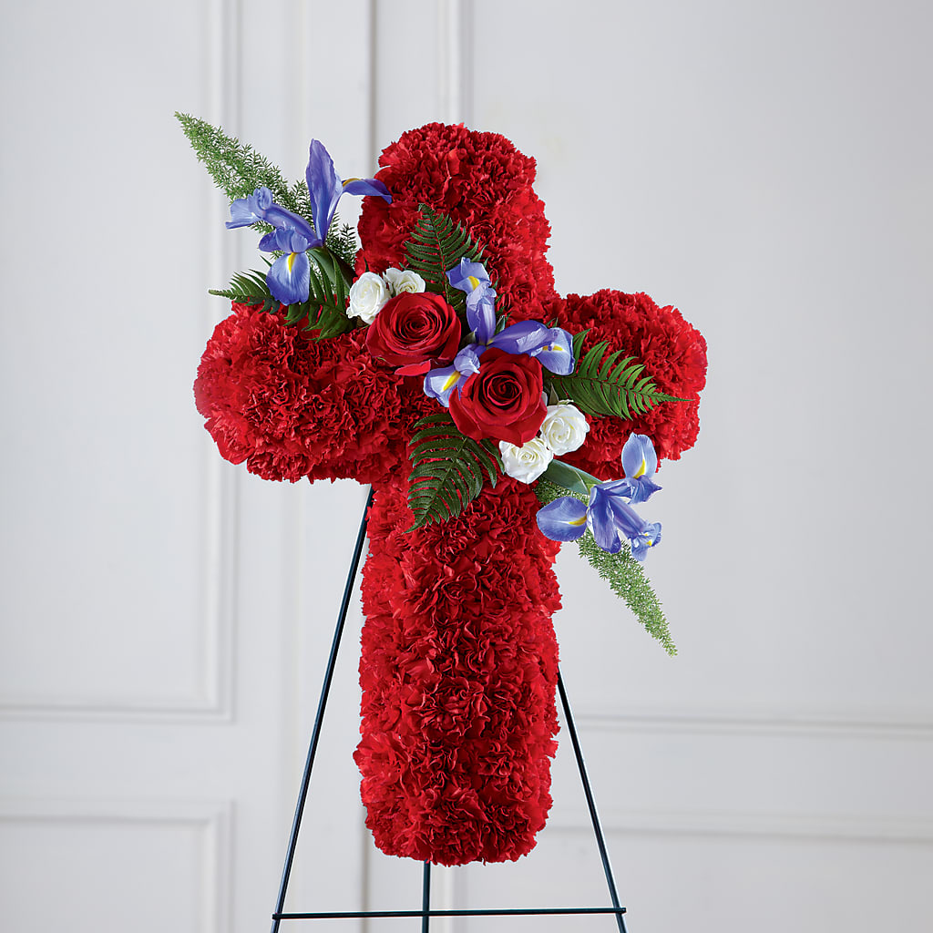 Faithful Hero Floral Cross – Ginas Flower Shop, South Plainfield NJ