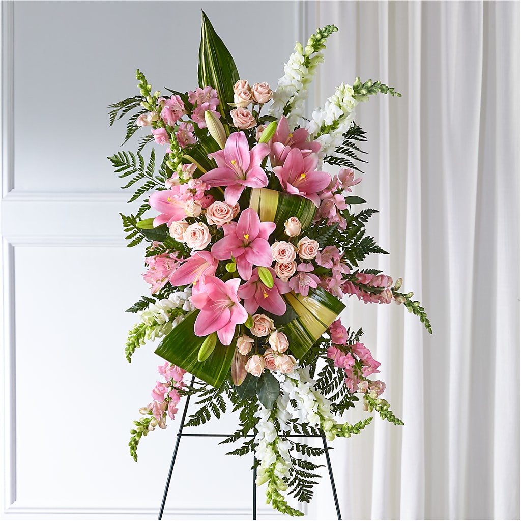 Elegant Embrace Standing Spray – Ginas Flower Shop, South Plainfield NJ