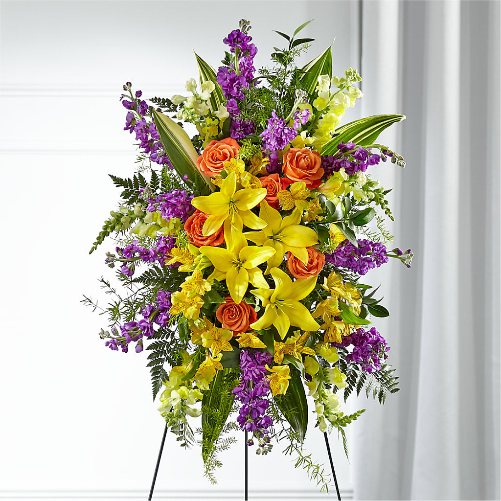 Thoughtful Prayers Standing Spray – Ginas Flower Shop, South Plainfield NJ