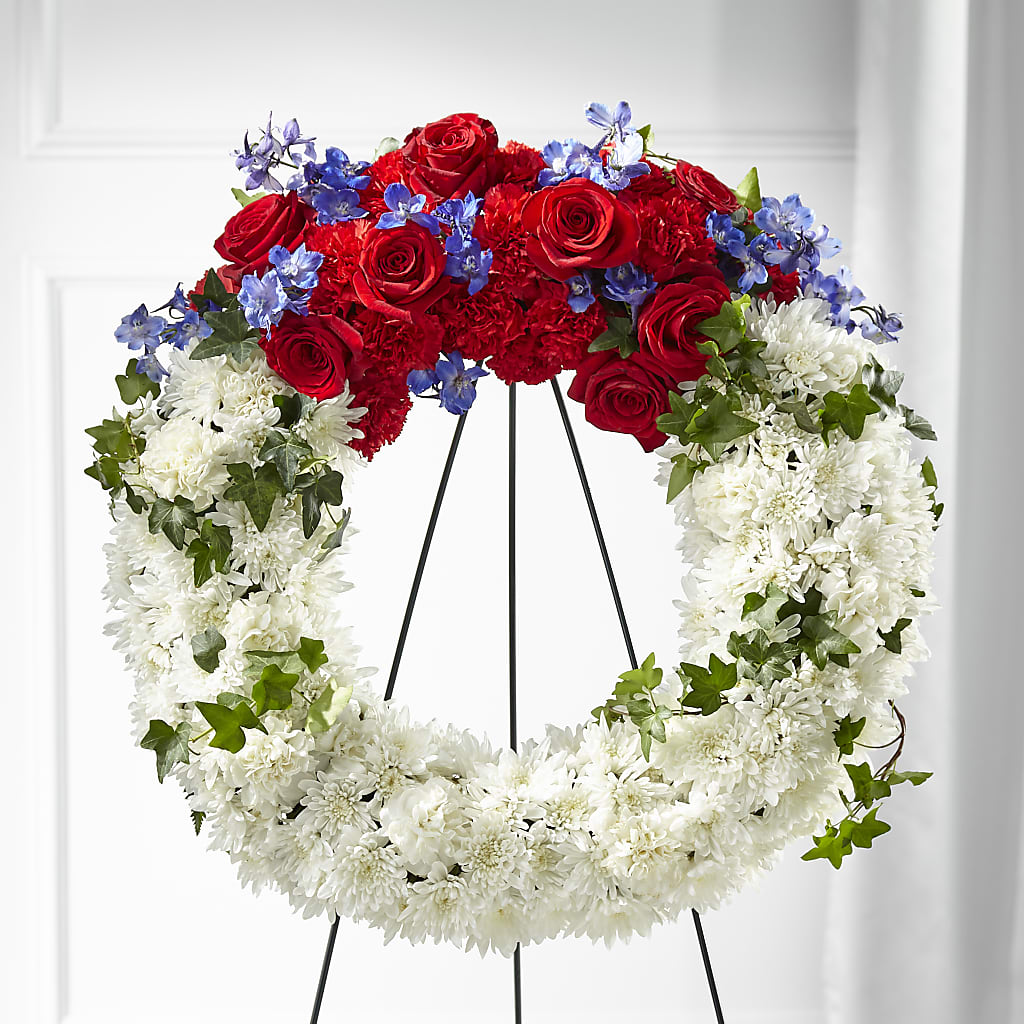 Patriotic Passion Wreath – Ginas Flower Shop, South Plainfield NJ
