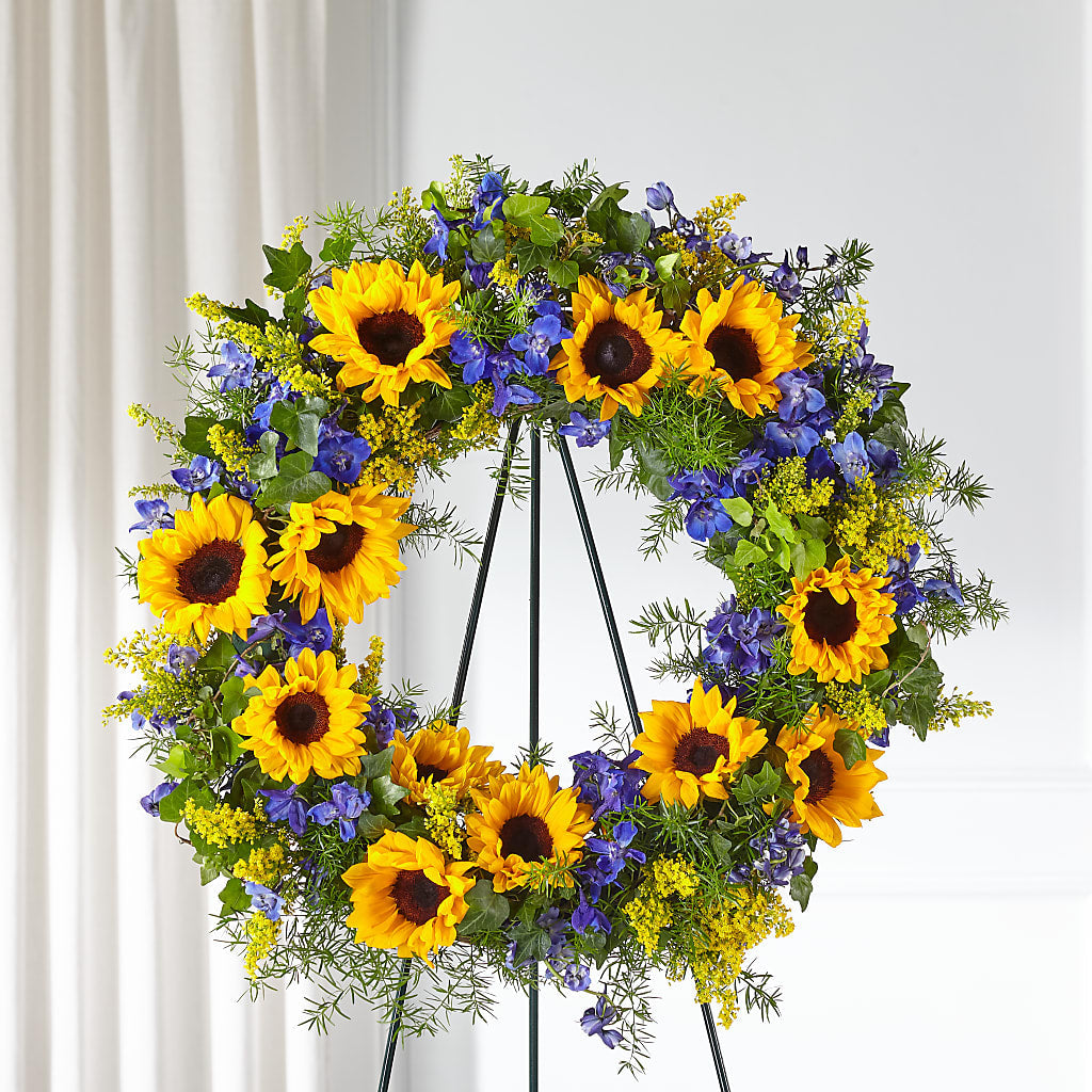 Bright Rays Wreath – Ginas Flower Shop, South Plainfield NJ