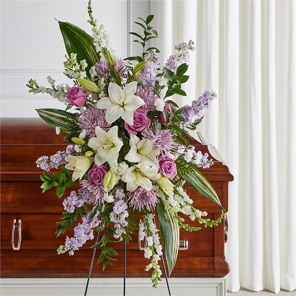 Grateful Hearts Standing Spray – Ginas Flower Shop, South Plainfield NJ