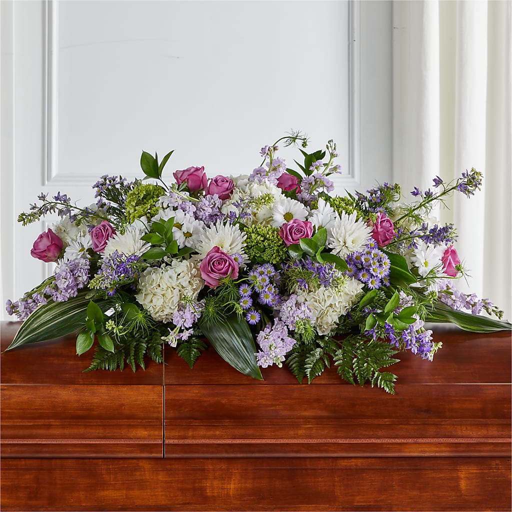 Meadows of Serenity Casket Spray – Ginas Flower Shop, South Plainfield NJ