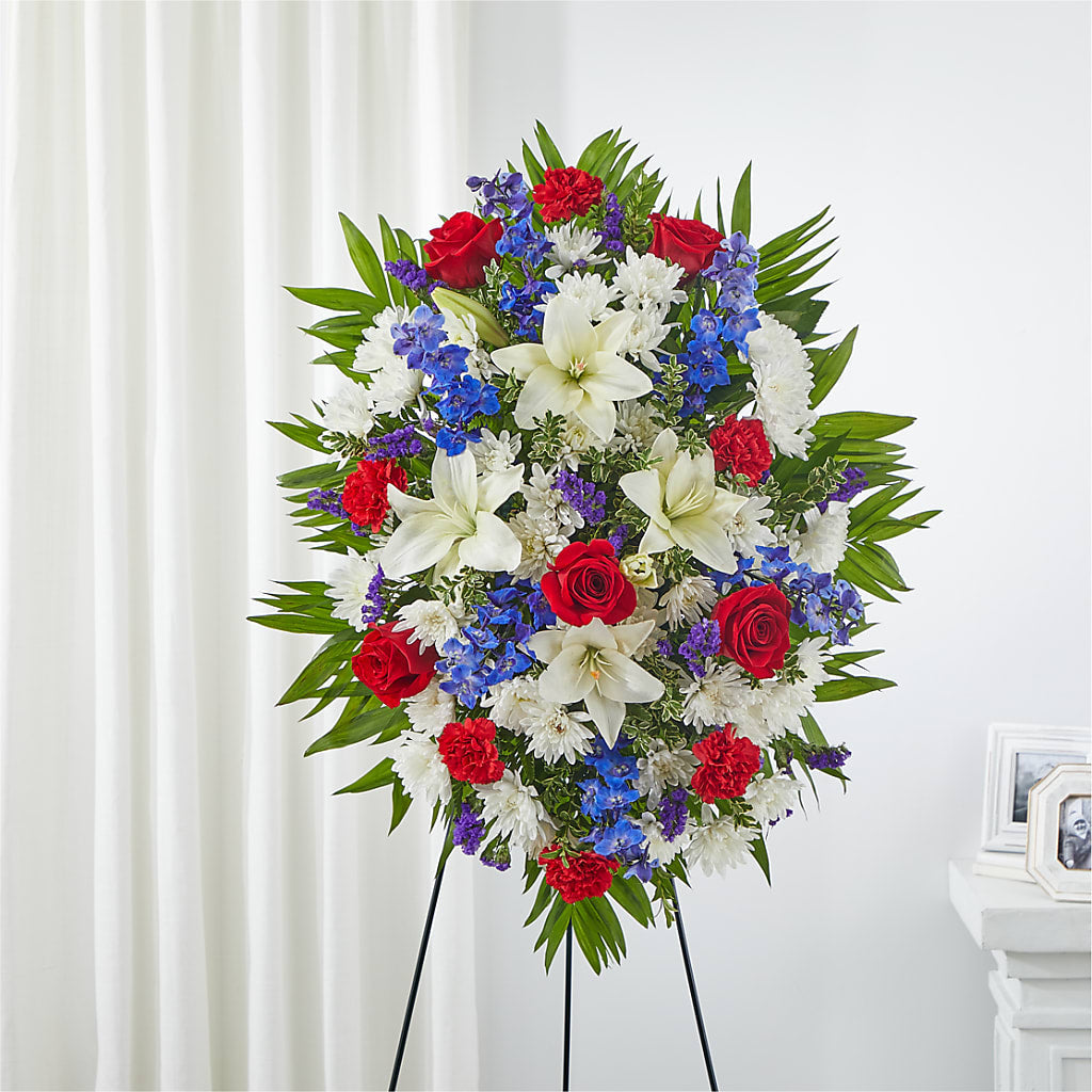Cherished Service Standing Spray – Ginas Flower Shop, South Plainfield NJ