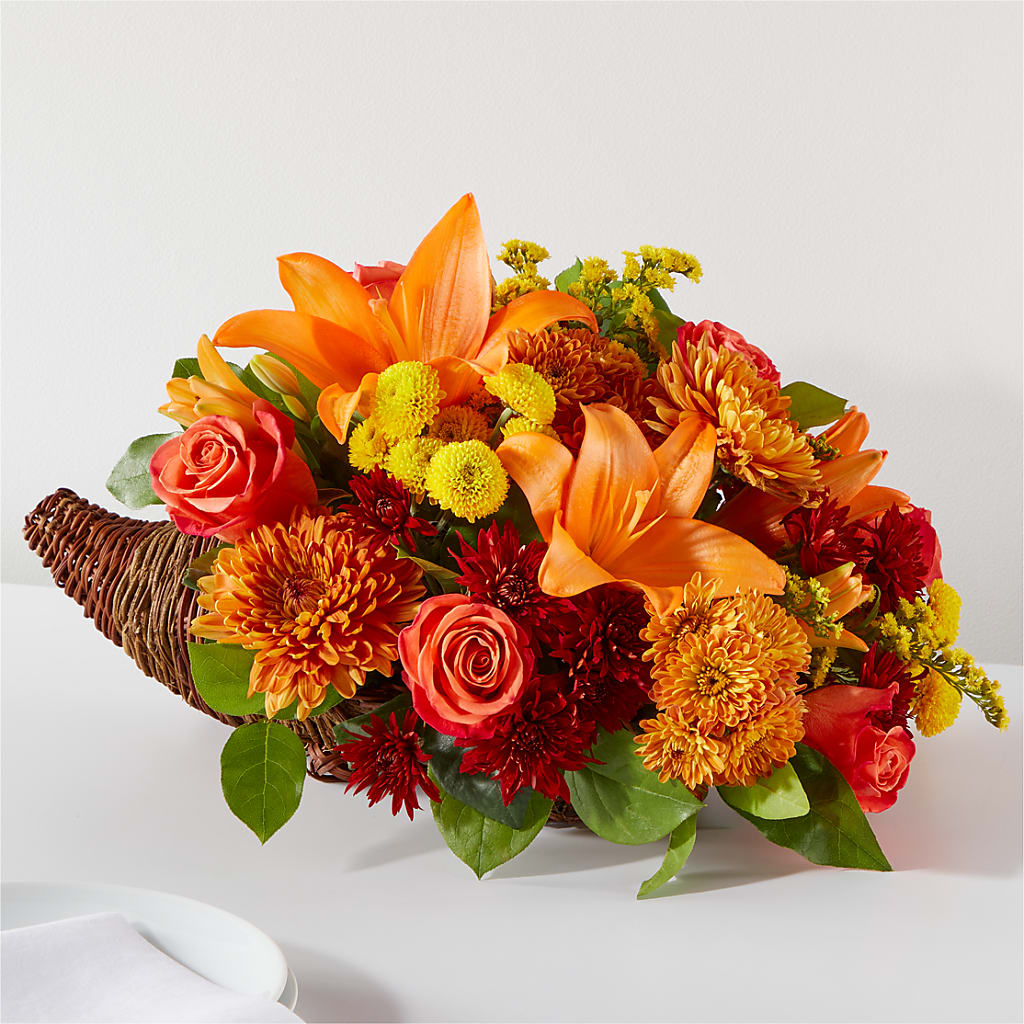Bouquet of Blessings Cornucopia – Ginas Flower Shop, South Plainfield NJ