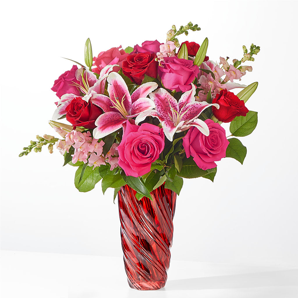 Always You Bouquet with Luxe Swirl Vase – Ginas Flower Shop, South Plainfield NJ