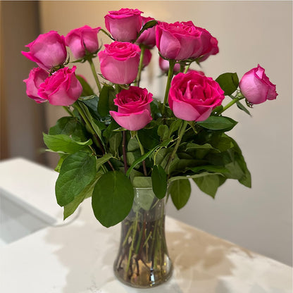 Long Stem Pink Rose Bouquet –  Ginas Flower Shop, South Plainfield NJ