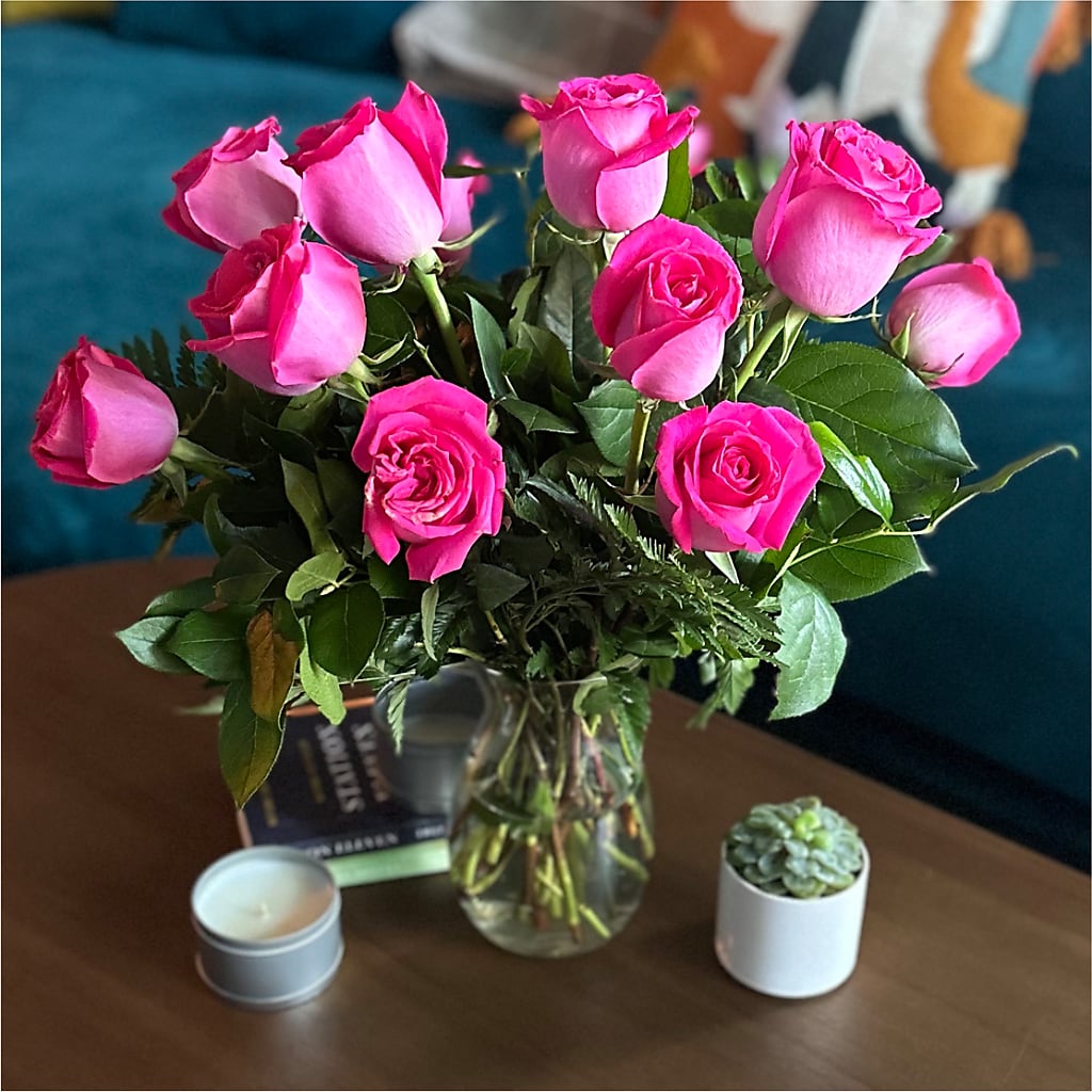 Long Stem Pink Rose Bouquet –  Ginas Flower Shop, South Plainfield NJ