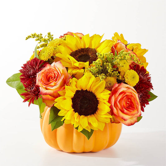 Golden Gourd Pumpkin Bouquet –  Ginas Flower Shop, South Plainfield NJ