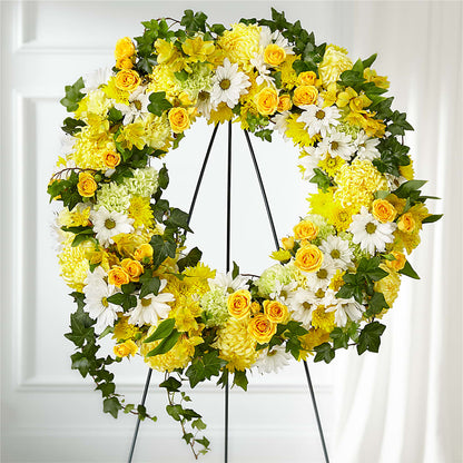 Golden Remembrance Wreath –  Ginas Flower Shop, South Plainfield NJ