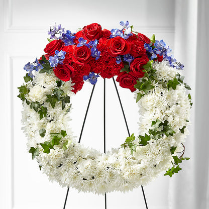 Patriotic Passion Wreath –  Ginas Flower Shop, South Plainfield NJ