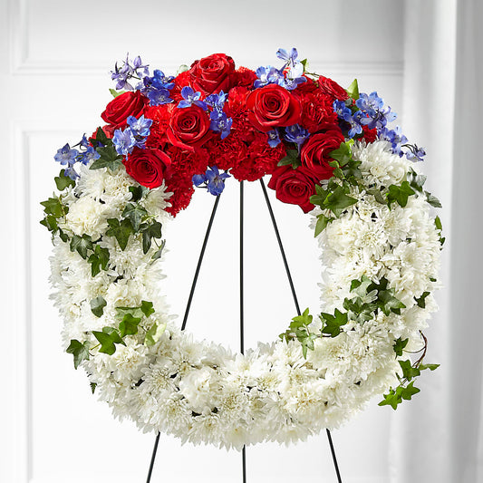 Patriotic Passion Wreath –  Ginas Flower Shop, South Plainfield NJ