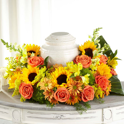 Faithful Sunflower Cremation Adornment –  Ginas Flower Shop, South Plainfield NJ
