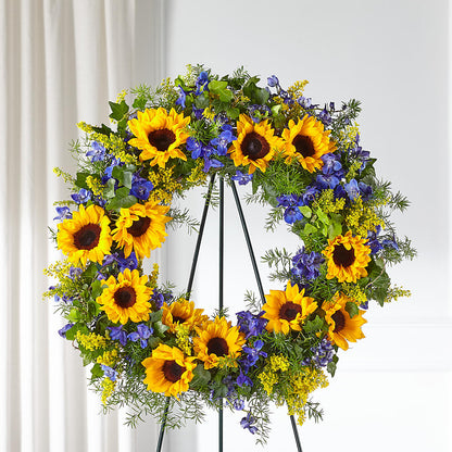 Bright Rays Wreath –  Ginas Flower Shop, South Plainfield NJ